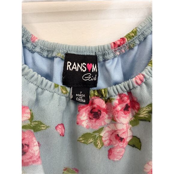 Ransom Girl Blue Floral Bell Sleeve Dress 7 - Picture 3 of 3